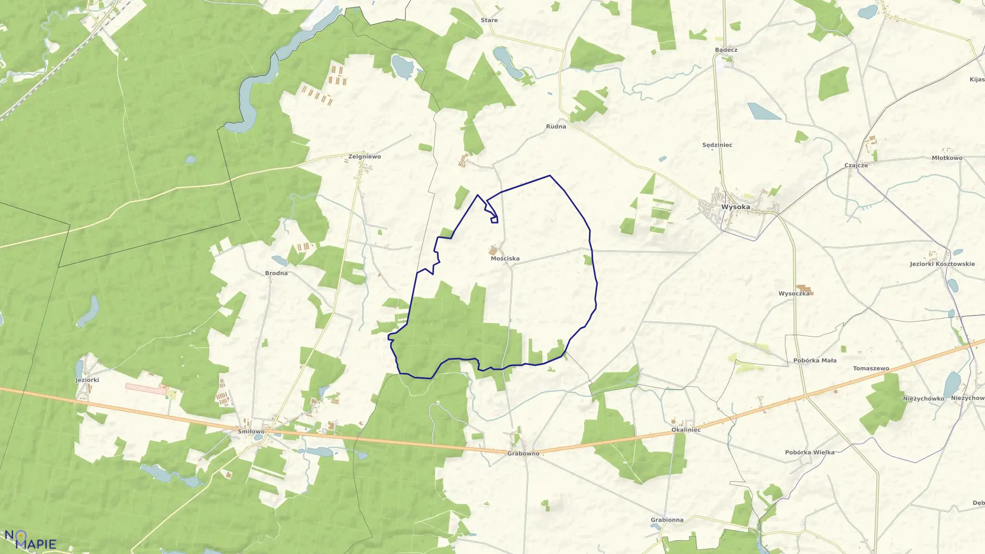 Mapa obrębu MOŚCISKA w gminie Wysoka